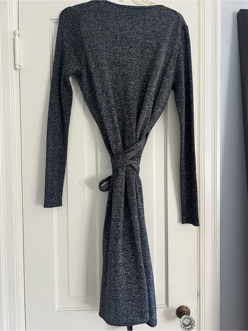 Diane Von Furstenberg Long Sleeve Metallic wrap Dress